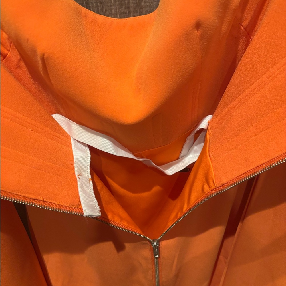 Alex Perry Hall Orange Strapless Crepe Cocktail Midi Dress Draped Gown - Picture 8 of 9